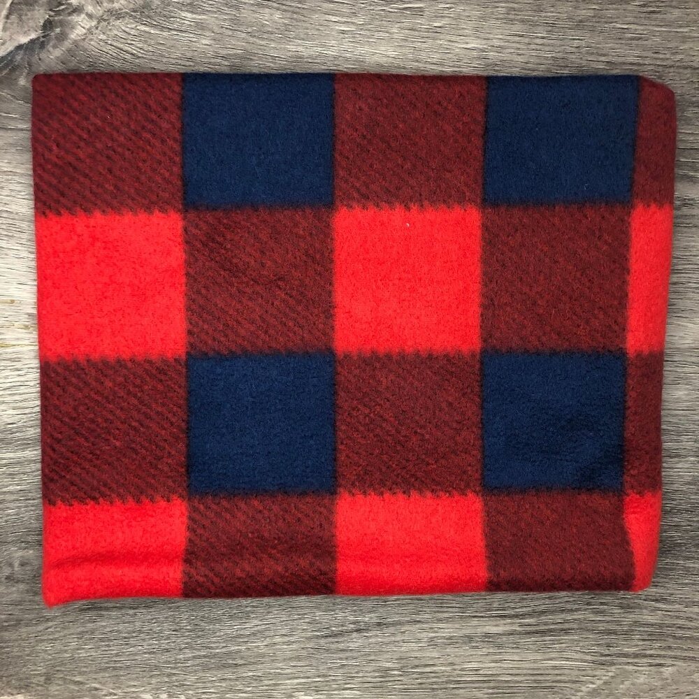 Red and Navy Buffalo Check Fleece Neck Warmer